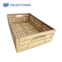 Caisse en plastique pliable gain de place, aspect bois, pliable à plat, ventilée, empilable, réutilisable, pour manutention