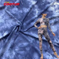 Tissu brossé double face hautement élastique, respirant, écologique, léger, à séchage rapide, en spandex/polyester, dégradé tie-dye, léger