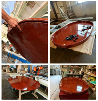 Cubierta de Mesa de Póker de Madera de Lujo Profesional de 250 cm, Acabado en Cerezo de Alto Brillo, Accesorios de Mesa de Casino de Lujo