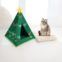 Arbre de Noël en forme de chat et de chien Condo écologique feutre maison pour animaux de compagnie avec tapis lavable intérieur hiver abri en gros et ODM