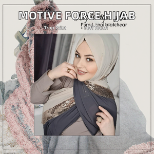 ผ้าคลุมศีรษะมุสลิม MOTIVE FORCE ผ้าชีฟองพิมพ์ลายพรีเมียมสไตล์ทรอปิคอลประดับเลื่อม ผ้าพันคอฮิญาบยาวสำหรับผู้หญิง มาเลเซีย ดูไบ - Product Image 2