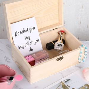 Solid <b>Pine</b> Rectangular Wooden Storage <b>Box</b> With Lock Jewelry <b>Box</b> General Packaging 8cm High Screen Printing Heze Origin - Product Image 2