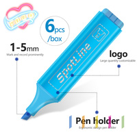 Spidol Warna-warni 6 Warna Laris Manis, Ujung Tebal, Fluorescent, Untuk Kantor, Label, dan Highlighter