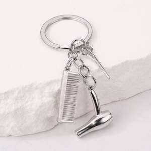 Llavero de peluquería de aleación, tijeras, secador de pelo, peine, colgante, accesorios de regalo de peluquero - Product Image 6