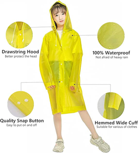 Ponchos de pluie réutilisables d'usine avec capuche et manches, imperméables, pour enfants, garçons et filles - Product Image 6