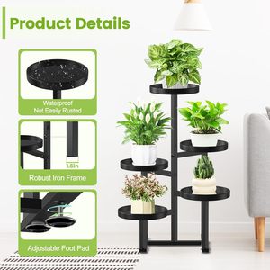 Support à plantes moderne en métal à 5 niveaux, 27 pouces, robuste, pour intérieur et extérieur, étagère d'angle pour salon - Product Image 4