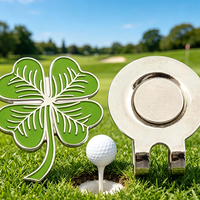 Clip de chapeau magnétique en émail souple ou dur, motif trèfle à quatre feuilles vert porte-bonheur, marqueur de balle de golf pour accessoires de golf