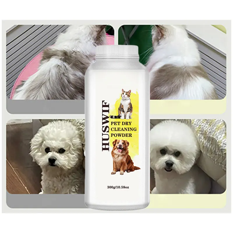 شامبو جاف مخصص بعلامة خاصة OEM رائحة الكلاب الجافة دون ماء مسحوق شامبو تنظيف جاف للكلاب