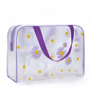 Sac fourre-tout à motif floral en gros d'usine, trousse de toilette transparente en PVC, sac cosmétique de voyage grande capacité - Product Image 6
