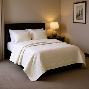 Juego de Edredón Doble Db Cream con Patrón Geométrico, Relleno de Algodón, Impermeable, para Hoteles, Uso en Todas las Estaciones - Product Image 2