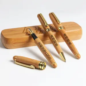 GL OEM Business Gift Bamboo Ballpoint Pen Bamboo Pen with Bamboo Case