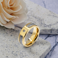 Bague en acier inoxydable avec câble métallique incrusté de zircons de luxe léger Vente en gros de bijoux à la main de qualité pour le commerce électronique transfrontalier