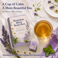 Thé aux herbes à la camomille, à la menthe verte et à la biotine |   Mélange de tisanes sans caféine pour la nuit, 20 sachets de thé |   Marque privée OEM