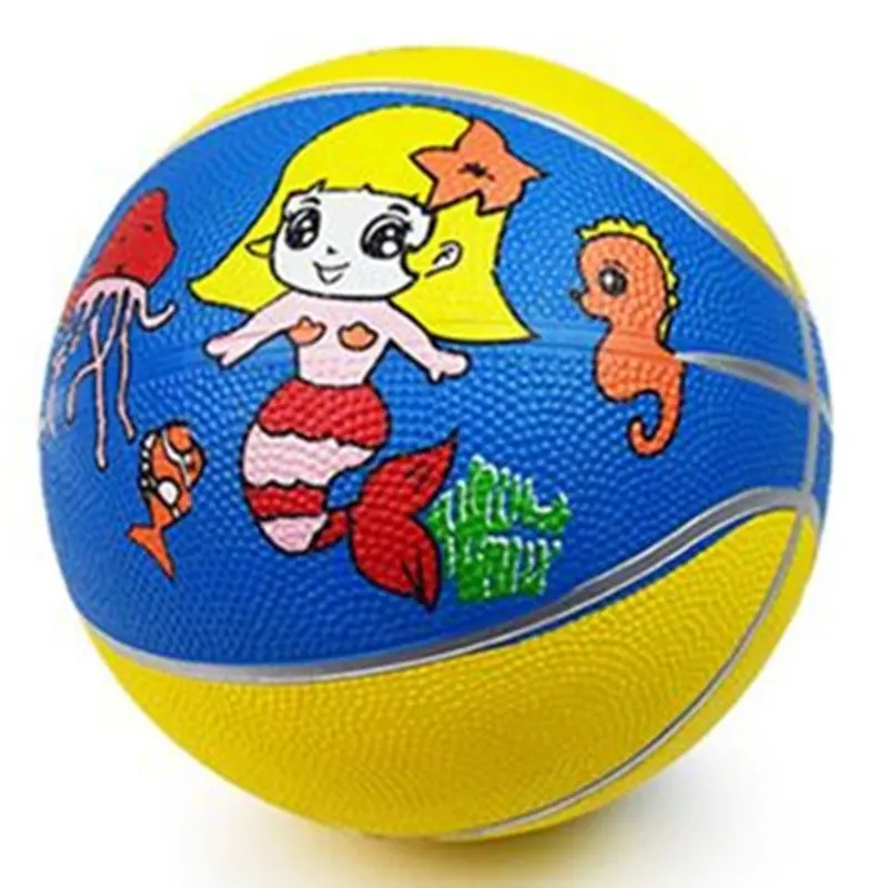 Carton Printing Inflatable Basketball Kids Size 3# Rubber Balls Basketball Colorful Cartoon Basketball