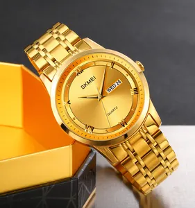 skmei gold man watch luxury metal for business