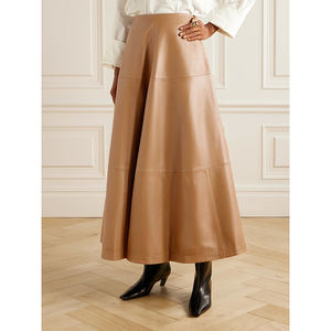 Femmes élégante couleur unie taille haute Faux <span class=keywords><strong>cuir</strong></span> Maxi <span class=keywords><strong>jupe</strong></span> luxe évasé longue <span class=keywords><strong>jupe</strong></span> pour été automne hiver Spandex - Product Image 2