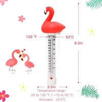 Thermomètre de piscine numérique flottant en plastique en forme de flamant rose, étanche avec cordon pour usage extérieur, sans électricité requise
