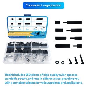 Sanya M2 Black Nylon Standoff <b>Spacer</b> Screws Hex Nuts Assortment Kit 350Pcs Metric DIN Standard PCB Mounting - Product Image 2