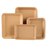KM Boîte en papier biodégradable Plateau en papier kraft jetable Plateau de service pour emballage alimentaire