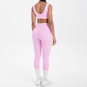 High Waisted Plus Size <b>Leggings</b> Sports Running 5-Piece Set Custom Logo Contrast Color Yoga Gym Fitness Suits for <b>Women</b> - Product Image 2