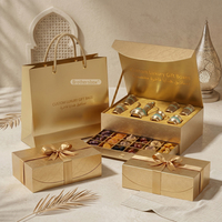 Caja de Regalo Personalizada con Cierre Magnético y Lámina Dorada para Dulces de Eid, Caja de Regalo Personalizada para Eid Mubarak con Dos Capas