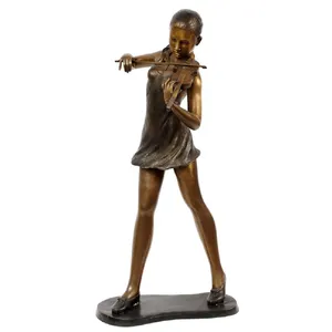 ประติมากรรมนักไวโอลินผู้หญิงโลหะบรอนซ์สาวเล่นไวโอลินรูปปั้น
