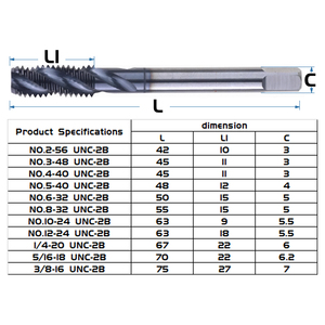 Other Other Other Bibo Usa Metirc Unc Spiral/straight Flute Tap <b>Lathe</b> Machine Tap Hand <b>Tools</b> Spiral Point Tapping Thread Tap for - Product Image 2