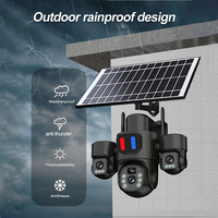Cámara Solar Wifi para Exteriores Wistino, Tres Lentes, Detección de Movimiento, Alarma Roja y Azul, IP66 Impermeable, Cámara de Seguridad Solar con Tarjeta SIM 4G
