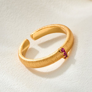 My Muyu Gold Brushed Open Ring Micro Set Zircon Adjustable Index Finger Ring - Product Image 4
