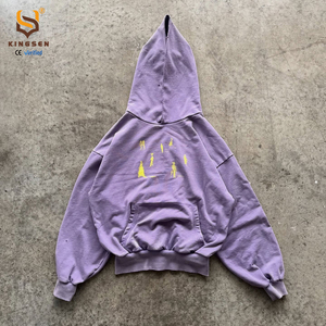 Custom Streetwear Hoodie Cotton Oversize Hoodies 100% Cotton Heavyweight Printed Logo Hoodies for Men Acid Wash Hoodie - Product Image 3