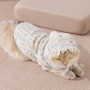 Vêtements pour animaux de compagnie à capuche avec imprimé animal mignon, blanc et bleu, en polyester, pour chat Devon ou Ragdoll - Product Image 3
