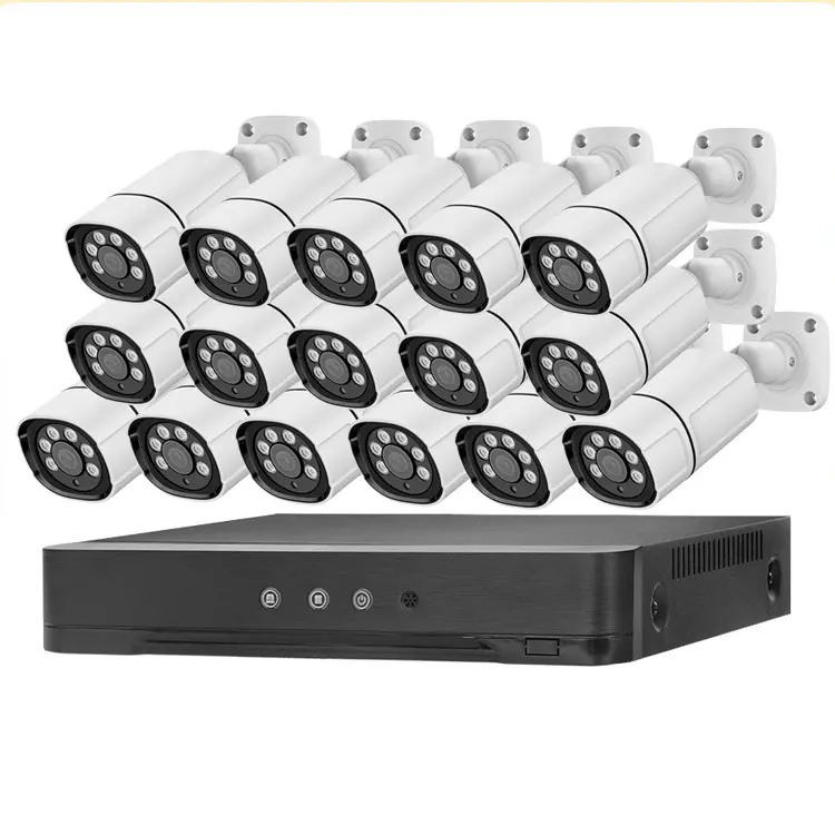 Hd 2/5mp 16 Kanalen Ahd Dvr Beveiliging Full Color Hele Dag En Nacht Camerasysteem Kit Hd Bedrade Analoge 1080P Buitenbewaking