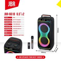 Ensemble d'enceintes d'extérieur JBR-6618 avec microphones, 6,5'' rechargeables, entrée AUX, TWS, priorité au microphone pour la danse, OEM