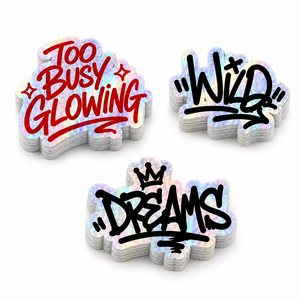 Pegatina Personalizada con Diseño de Graffiti, Slogan y Texto Holográfico, Adhesivo Impermeable para Laptop, Porta Identificaciones - Product Image 3