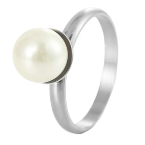 Bague Yunnique en Acier Inoxydable avec Perle et Sertissage Blanc, Bijou Géométrique en Forme de Boule pour Femme, Usage Quotidien, Origine Dongguan - Product Image 5