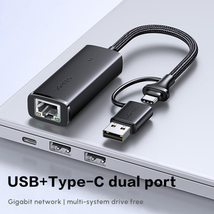 Adaptador UGREEN 2 en 1 USB a Ethernet, adaptador <span class=keywords><strong>de</strong></span> red <span class=keywords><strong>de</strong></span> <span class=keywords><strong>1000</strong></span> <span class=keywords><strong>Mbps</strong></span>, adaptador <span class=keywords><strong>de</strong></span> <span class=keywords><strong>Internet</strong></span> LAN con cable RJ45 para PC portátil - Product Image 3