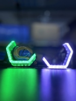 Vente flash : Cache-projecteur en cristal 5D, 1.5 2.5 3.0 Angel Eyes RGB 12V LED, contrôle par application de véhicule, modèle hexagonal I8-V