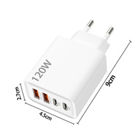 Chargeur USB-C multi-ports 120W Gan PD3.0 QC3.0 Adaptateur mural rapide Protection OTP/OVP pour téléphones et tablettes Android