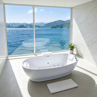 Baignoire autoportante moderne en acrylique avec jets de massage, baignoire à remous pour salle de bain de luxe