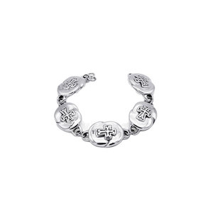 สร้อยข้อมือเงินแท้ 925 ลายกางเขน สไตล์คลาสสิกสำหรับผู้ชาย เหมาะสำหรับเป็นของที่ระลึกทางศาสนา - Product Image 1