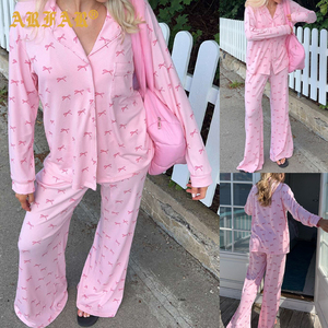 Женский комплект пижамы на заказ: хлопково-бамбуковый модал, мягкая домашняя одежда, двухсекционный комплект с принтом - Product Image 4