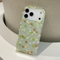Coque de téléphone IMD à motif floral printanier et paillettes, protection intégrale pour iPhone 18 Pro Max 17 16 15 14