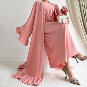 Ensemble <span class=keywords><strong>Abaya</strong></span> EID Nouvelle Mode Manches Cloche Larges <span class=keywords><strong>Kimono</strong></span> Sans Manches Robe Antidérapante Vêtement Islamique Robe Musulmane de Haute Qualité pour Femmes - Product Image 3