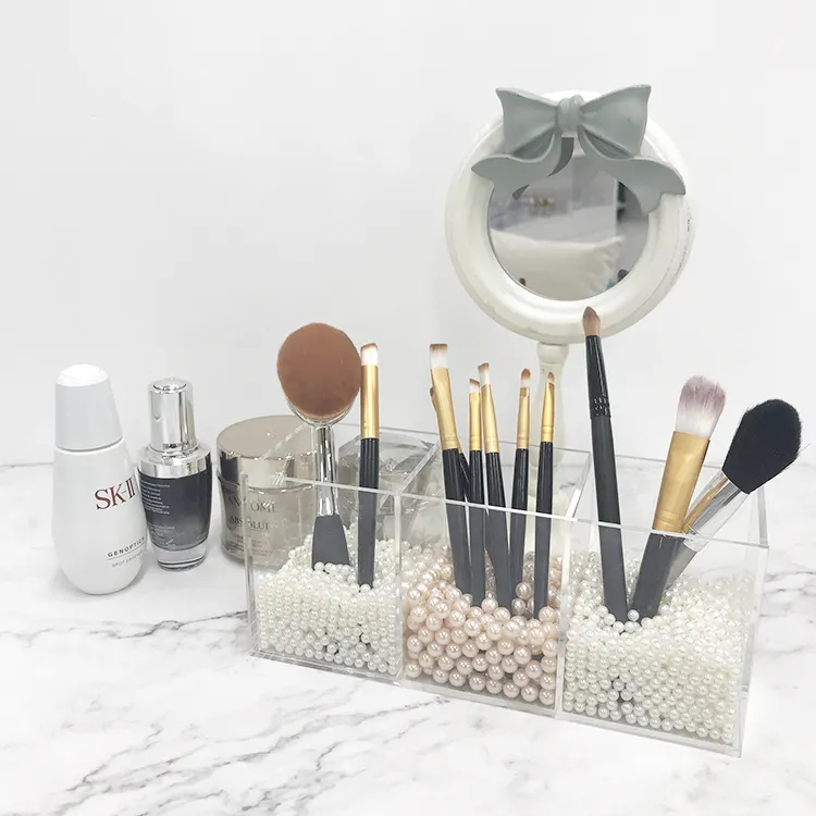 Wholesale clear makeup brush organizer acrylic makeup brush holder