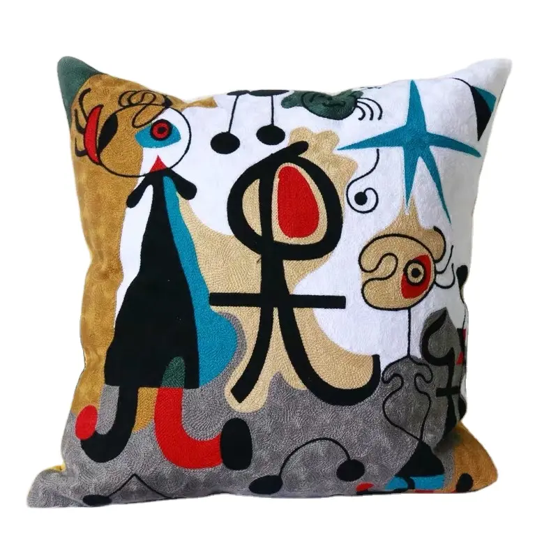 picasso embroidery cushion cover 100% cotton throw pillow hot sale on Amazon Bohemian Cotton Embroidery Cushion Cover