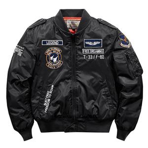 Venta al por mayor ropa personalizada para hombre impermeable Hip Hop chaqueta a prueba de viento precio barato suave negro rojo OEM bolsillos OEM Logo chaqueta de piloto - Product Image 2