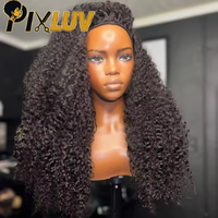 Perruques 3/4 en cheveux humains bouclés birmans 3C tendance, haute densité 300%, pour femme, avec bonnet ajustable et respirant