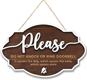 Pafu porta per dormire porta regali per mamma bambini decorazione della casa Shh non suonare campanello segni - Product Image 1