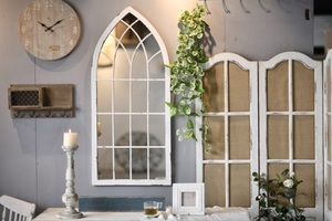 Antique Classic Rustic Cathedral <strong>Gothic</strong> Arch Style Farmhouse Windowpane Decorative Framed Customized Stand Floor Wall <strong>Mirror</strong> - Product Image 6