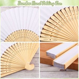 Paquete de 12 Abanicos Plegables de Estilo Chino y Japonés, Decorativos, de Bambú, para Manualidades, Bodas, Fiestas, Bailes y Decoración - Product Image 2